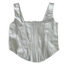 7 for all Mankind Light Blue Corset Top Faux Leather Size Small Lined Side Zip